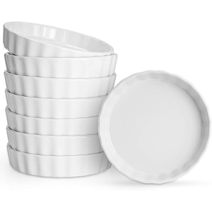 Commercio all'ingrosso della fabbrica bianco rotondo 4/5/6/7/9/11 pollici in ceramica bakeware ramekin set antipasto pizza dessert teglie - Product Image 1