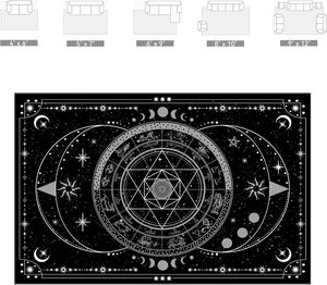 Alfombra suave antideslizante lavable de estilo gótico con motivos de tarot de fases lunares celestiales negras para decoración del hogar y el espacio del altar - Product Image 5
