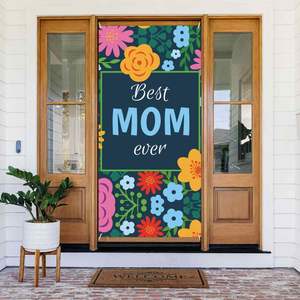 Bannière de porte rose florale Joyeuse Fête des Mères, « J'aime Maman », « Meilleure Maman de Tous les Temps », « Reine », pour la Fête des Femmes, « Merci Maman », bannières suspendues - Product Image 5