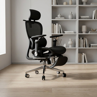 Fauteuil de bureau ergonomique moderne entièrement en maille, inclinable, avec accoudoirs réglables 6D, appui-tête et soutien lombaire, pivotant, pour le bureau à domicile