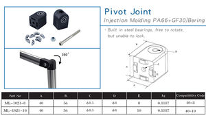 Chine Fournisseur ML-1021-10 Odm Oem Nylon Pivot Joint pour Profil En Aluminium Enfant Vélo Scooter Industrie 40*40 4040 - Product Image 5