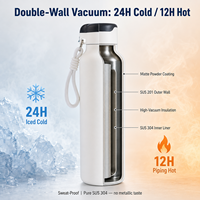 Thermos en acier inoxydable de 1000 ml à isolation sous vide avec conservation de la chaleur pendant 12 à 24 heures, grande capacité pour les voyages