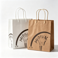 Sacs en papier kraft brun écologiques et recyclables en gros avec logo personnalisé, sacs à fond carré pour emporter les aliments avec poignée