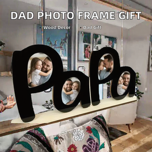 Cadre photo en bois écologique de haute qualité pour la fête des pères, décoration de table en forme de lettre Papa, personnalisable - Product Image 2