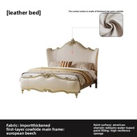 Lit double Jianfeina de style français et américain en cuir véritable et bois massif 1,8 m, luxueux pour chambre principale, usage domestique