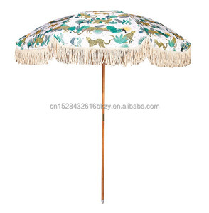 <span class=keywords><strong>Parasol</strong></span> <span class=keywords><strong>de</strong></span> <span class=keywords><strong>plage</strong></span> <span class=keywords><strong>de</strong></span> luxe en bois fabriqué en Chine, 230g polyester, avec pompons, écologique et recyclé - Product Image 2