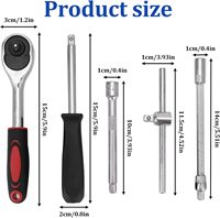 Juego de Llaves de Tubo Profesional de 53 Piezas con Puntas Métricas, Barra de Extensión y Estuche de Almacenamiento para Reparación de Automóviles y Uso Doméstico