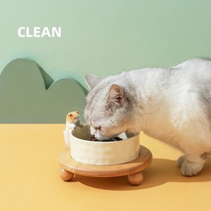 Gamelle double pour chat et chien, peinte à la main, surélevée, anti-renversement, protection du cou, forme arrondie, durable, pour usage alimentaire, vente en gros - Product Image 3