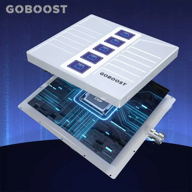 Goboost Repeater Penguat Sinyal Seluler 5 Band, Repeater Penguat Sinyal Ponsel AGC 850 900 1800 2100 MHz 2600