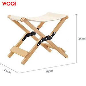 Tabouret de camping pliable Woqi en bois, portable, respirant, carré, pour la pêche en plein air, 40x35x26cm, polyester, couleur lait - Product Image 3