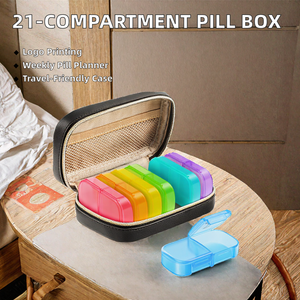 Boîte à pilules hebdomadaire portable en plastique Hejia Ni2939 avec 21 compartiments, 3 prises par jour, personnalisable, étui de voyage pour vitamines et médicaments - Product Image 2