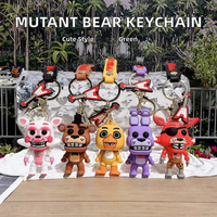 Vente en gros de nouveau mutant animal dessin animé ours en peluche sac à dos pendentif voiture d'horreur porte-clés en plastique caoutchouc transfrontalier