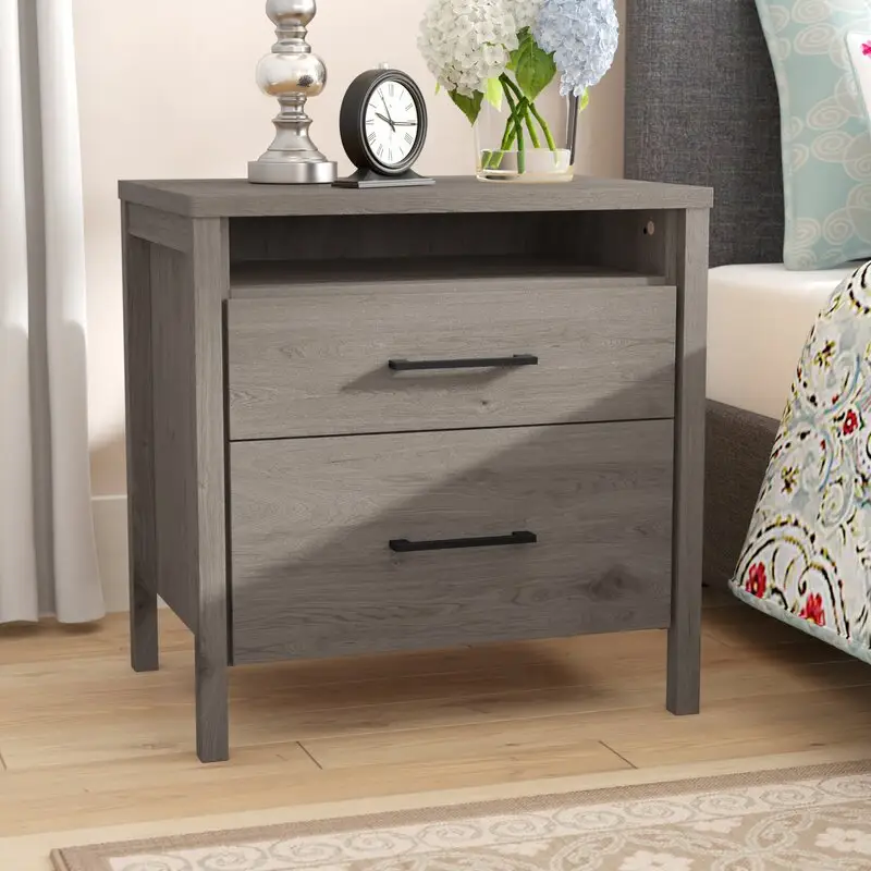 Modern Home Furniture 2-Drawer Bedside Cabinet Beside Table for Bedroom