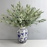 Nouveauté, style nordique, plante verte artificielle, toucher réaliste, branches d'olivier en latex avec fruits pour la décoration de la maison et des mariages