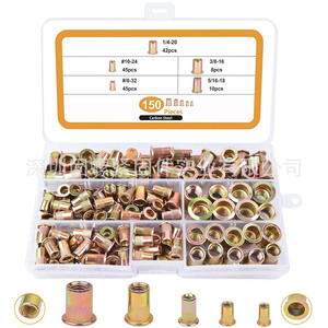 175Pcs Rivet Nuts Set M3 M4 M5 M6 M8 M10 Zinc Plated Carbon Steel Flat Head With Washer For Metal Fixing - Product Image 3