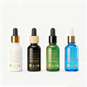 Flacons compte-gouttes en verre pour huile à barbe cosmétique OEM personnalisés, givrés noirs, 20 ml et 50 ml, sérum, 30 ml d'huile - Product Image 4