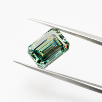 Pierres de Moissanite Taillées en Émeraude, Bleu Vert Aqua, 0,5-10 carats, VVS1, Certifiées GRA, Créées en Laboratoire, Fournitures en Gros pour la Fabrication de Bijoux
