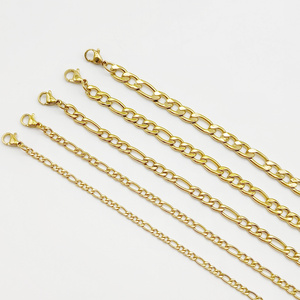 สร้อยข้อมือแบบ Cuban Link ขนาด 3 มม. 5 มม.  วัสดุสแตนเลสชุบทอง 18K คุณภาพสูง สไตล์ฮิปฮอป - Product Image 5