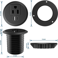 Regleta de Enchufes Empotrable para Escritorio con Orificio de 2 Pulgadas, USB-C PD de 18W, USB-A de 10W, 1 Toma de Corriente CA Americana, Enchufe Oculto para Muebles de Oficina