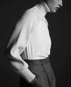 Chandail à manches longues bouffantes pour femmes, <span class=keywords><strong>col</strong></span> <span class=keywords><strong>roulé</strong></span>, tricot Super court, tricot à la mode - Product Image 4