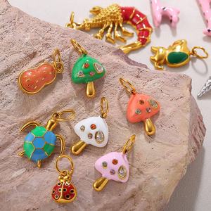 <b>Cross</b>-Border Trendy Personality Fashion Heart Waterproof Stainless Steel 18K Gold Plated Bamboo <b>Chain</b> DIY Pendant Unisex - Product Image 4