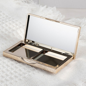 Bán buôn hình chữ nhật vàng Eyeshadow trường hợp 2 ngăn thiết lập bột kem che khuyết điểm 2 cách sử dụng rỗng nhỏ gọn - Product Image 3