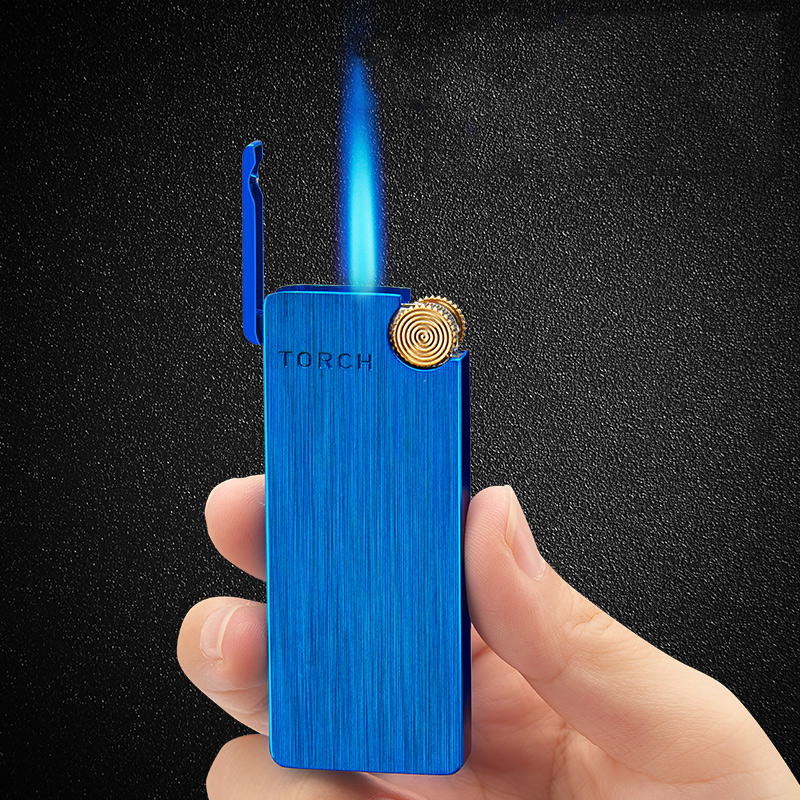 High quality torch blue flame windproof lighter adjustable electroplating micro torch lighter for men