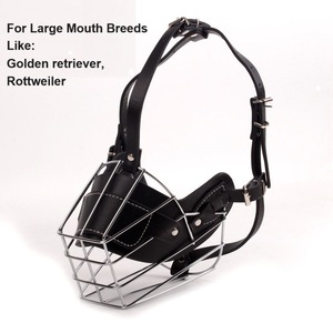 Museau de <span class=keywords><strong>chien</strong></span> pour races à grande bouche en cuir PU fer motif solide fourrure masque de protection anti-consommation pour chiens caucasiens mastiff tibétain - Product Image 4