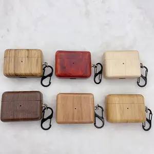 מכירה לוהטת פשוט טבעי נדל עץ אוזניות מקרה עם keychain עבור airpods פרו אופנה עץ מגן כיסוי עבור airpods 1/2/3