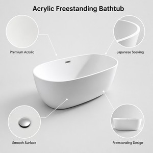 Bañera Acrílica Independiente <span class=keywords><strong>de</strong></span> Alta Calidad, Diseño Personalizado para Bebés, Estilo Hotel, Moderna, para Baño <span class=keywords><strong>de</strong></span> Villa - Product Image 3