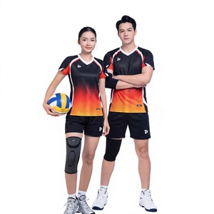 Custom Volleyball Jersey <b>Set</b> Unisex V-Neck Sleeveless Gradient Color Inflatable 100% Polyester Regular <b>Washed</b> Front Logo Summer - Product Image 1