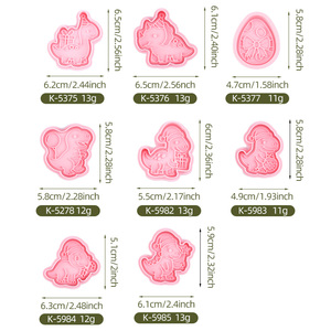Moule <span class=keywords><strong>à</strong></span> biscuits en plastique 3D de la série Dinosaures de <span class=keywords><strong>Noël</strong></span>, <span class=keywords><strong>emporte</strong></span>-pièces de dessin animé, impression personnalisée pour pâte <span class=keywords><strong>à</strong></span> modeler DIY - Product Image 5