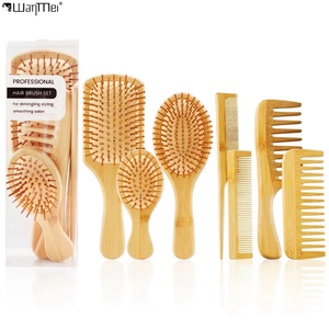 Wanmei Custom Detangling <strong>Hair</strong> <strong>Brush</strong> Biodegradable Bamboo <strong>Hair</strong> Comb Air Cushion <strong>Brush</strong> Natural Wooden <strong>Hair</strong> <strong>Brush</strong> for <strong>Travel</strong> - Product Image 1