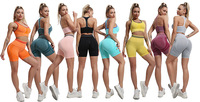 Conjunto Deportivo de 4 Piezas para Mujer, Reversible, Sólido, Ligero, para Gimnasio y Fitness, Ropa Deportiva, Top Corto y Sujetador Deportivo
