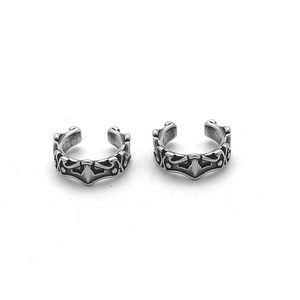 Manchette d'oreille pour homme en acier inoxydable 316L, étanche, hypoallergénique, couronne royale, large bande, sans perçage, clip, style vintage gothique, cadeau - Product Image 5