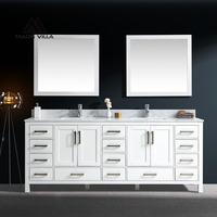 Meuble-lavabo mural moderne gris Mars Villa de 48 pouces pour salle de bain d'hôtel, personnalisé avec tiroirs à queue de pie