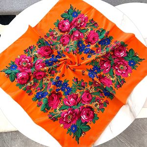 Pañuelo Multiusos Estilo Ruso de 70*70cm con Estampado Floral Étnico, Pañuelo para el Cuello, Pañuelo para la Cabeza, Pañuelo Cuadrado para Mujer - Product Image 3