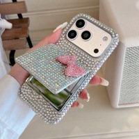 Coque de protection de luxe avec support et dragonne pour iPhone 17, 16, 15, 14, 13 Pro Max, motif nœud, pour usage quotidien