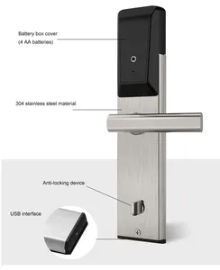 Elektronischer Kartens chl üssel aus Edelstahl gehäuse RFID-Zugangs kontrolle Hotel türschloss mit kostenloser Verwaltungs software