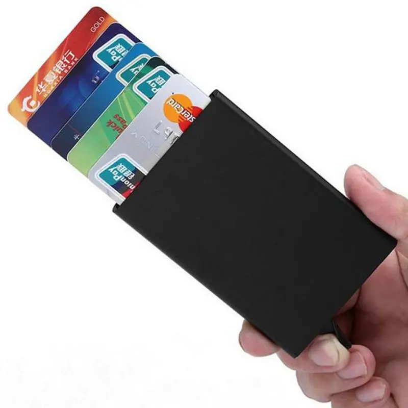 Anti-hırsızlık kimlik kredi kart tutucu Minimalist Porte Carte ince alüminyum Metal cüzdan cep durumda banka kadın erkek kredi kartı kutusu