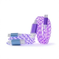 Kabel Data Berpelindung Jalinan Tembaga Murni Warna-warni Multifungsi untuk Pengisian Cepat Ponsel 1M Tipe-C LED Bercahaya Magnetik