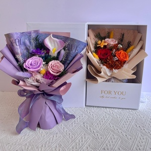 Vente en gros de roses éternelles séchées, bouquet de fleurs naturelles réelles, cadeau fait à la main - Product Image 4