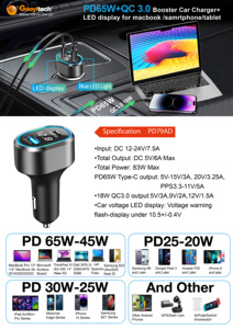 Nouveauté 2 en 1 PD USB C QC3.0 65W Type C <span class=keywords><strong>chargeur</strong></span> de voiture à charge rapide super rapide adaptateur <span class=keywords><strong>chargeur</strong></span> de voiture USB - Product Image 5
