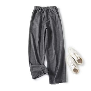 SHENZHU Women 2024 Autumn New Fashion Straight Plate <strong>Wool</strong> <strong>Pants</strong> Vintage High Waist Zipper Fly Female Ankle Trousers - Product Image 2
