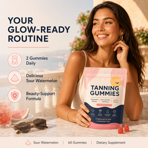 Gummies bronzantes OEM Natural Summer Glow sans sucre, complément pour une peau bronzée, soutien de la mélanine, autobronzant comestible pour tous types de peau - Product Image 4