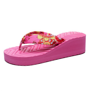 <b>Summer</b> New Women's Thick Bottom Slippers Bohemian Silk Ribbon Ethnic Fashion Outwear Beach Slippers - Product Image 3