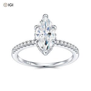 Anillo de Diamante Cultivado en Laboratorio de Alta Gama, Color D, 1.85ct, Corte Marquesa, Plata de Ley S925, Alto Pulido, Anillo de Boda para <span class=keywords><strong>Esposa</strong></span> - Product Image 1