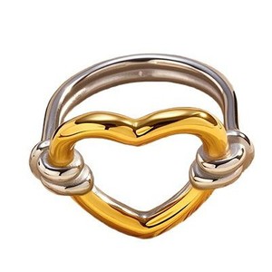 Anillos de moda de acero inoxidable dorado plateado de dos tonos para mujer, diseño de nudo trenzado geométrico de corazón, compromiso de boda hipoalergénico - Product Image 5