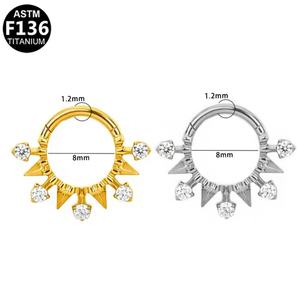 Gaby Nouveau ASTM F136 Septum Clickers Colorful Nose Piercing Titanium Septum Clicker Nose Hoop Bulk Wholesale Piercing Jewelry - Product Image 2