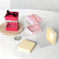 Boîte cadeau pliable avec fenêtre transparente en PVC, boîte à gâteau avec mini ruban coloré, emballage en carton 300 g/m², fabricant en gros
